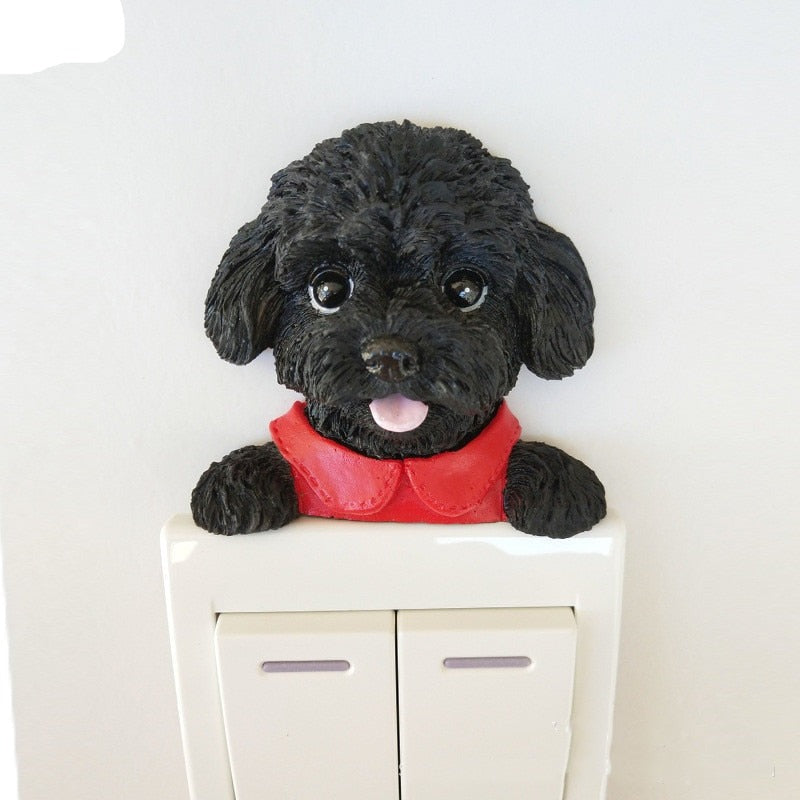 Socket Switch Teddy Dog Resin 3D Wall Sticker