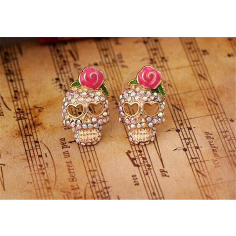 Vintage Skeleton Skull Earrings