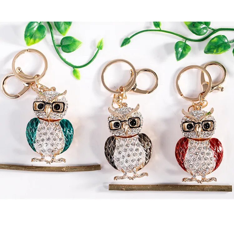 Owl Crystal Keychain