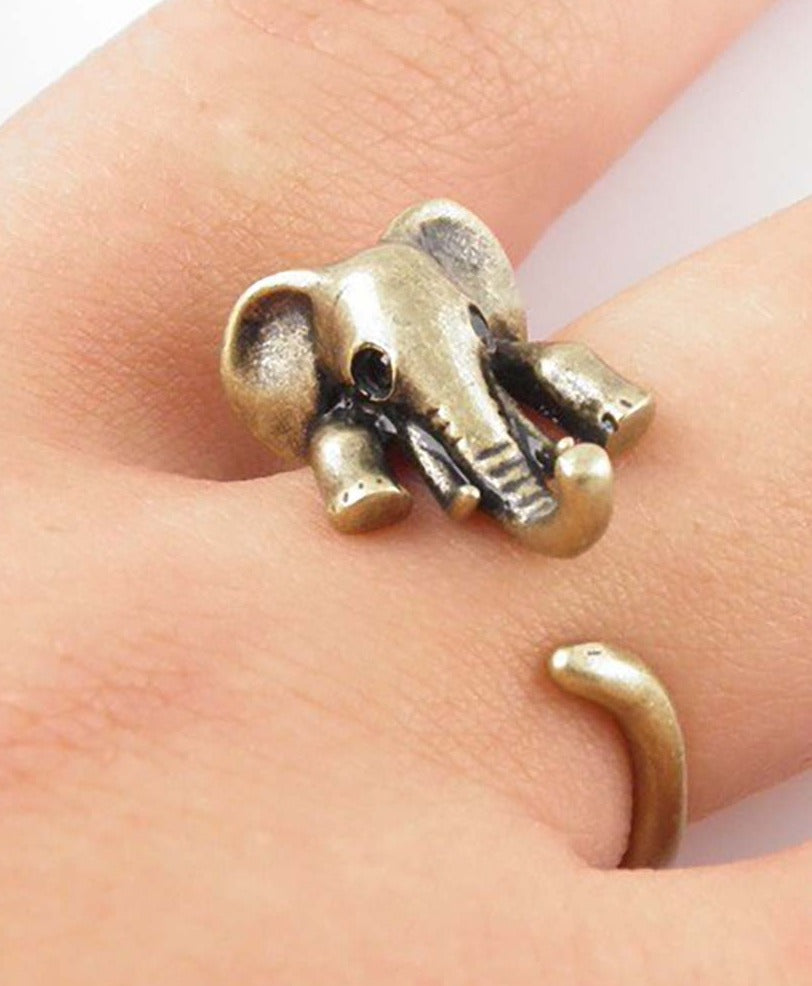 Silver Elephant Cute Ring Adjustable Size