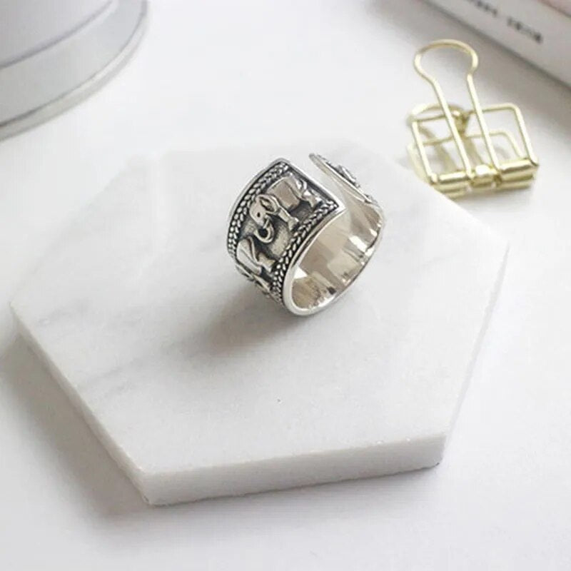 Elephant Silver Color Open Rings