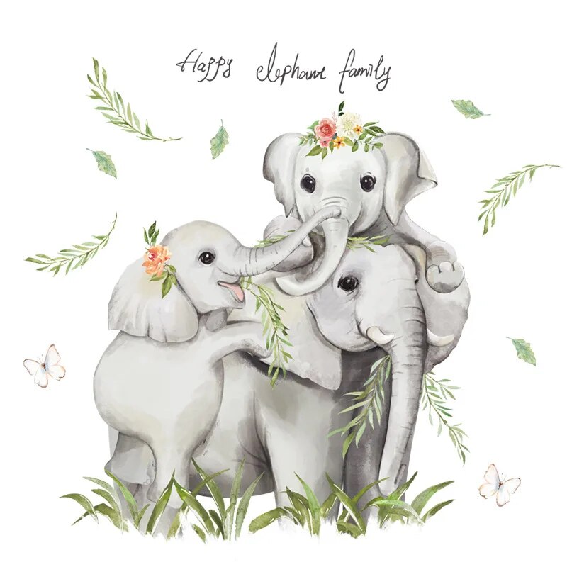 Elephants Family Baby Wall Stickers PVC Decals