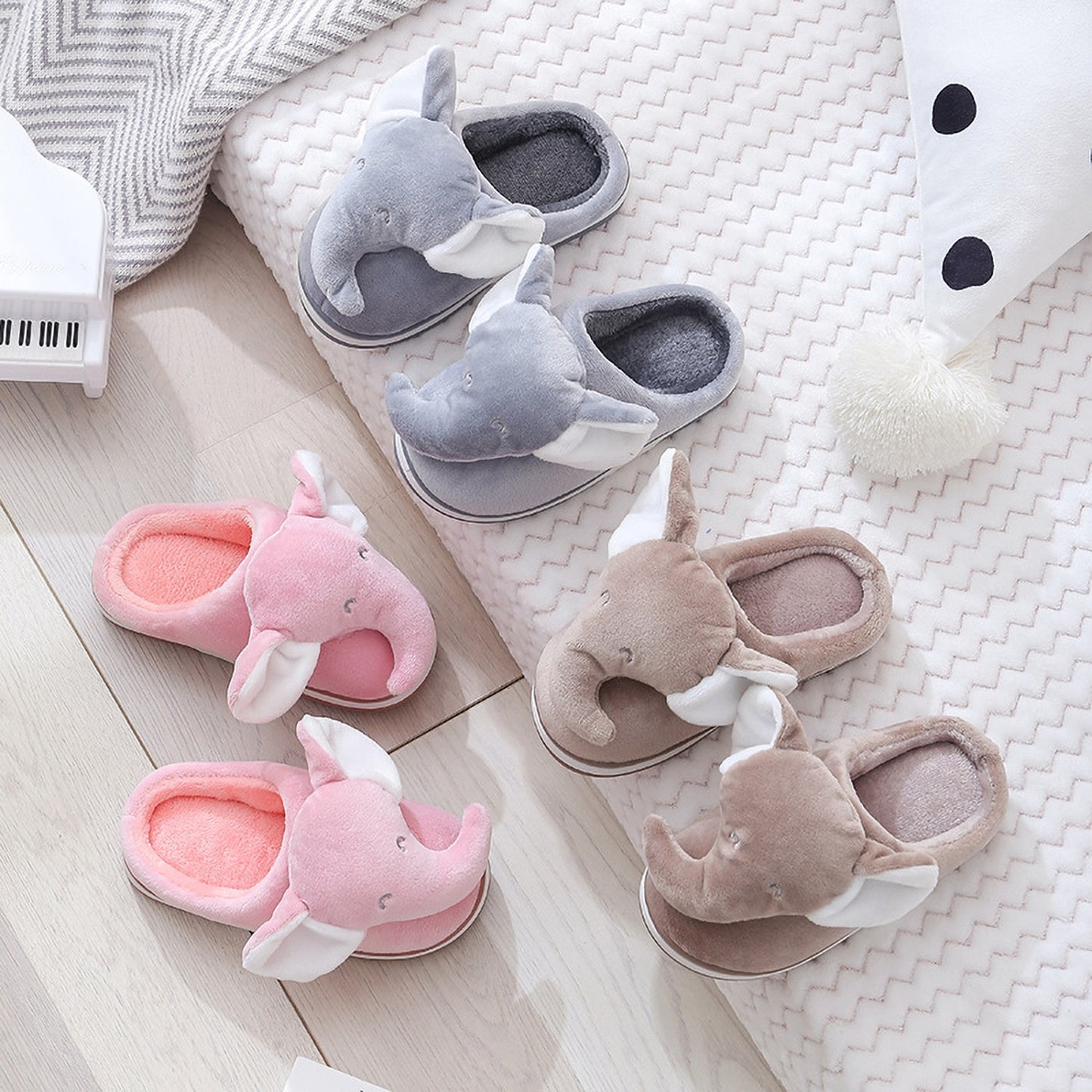 Fluffy Furry Elephant home Slippers Adult