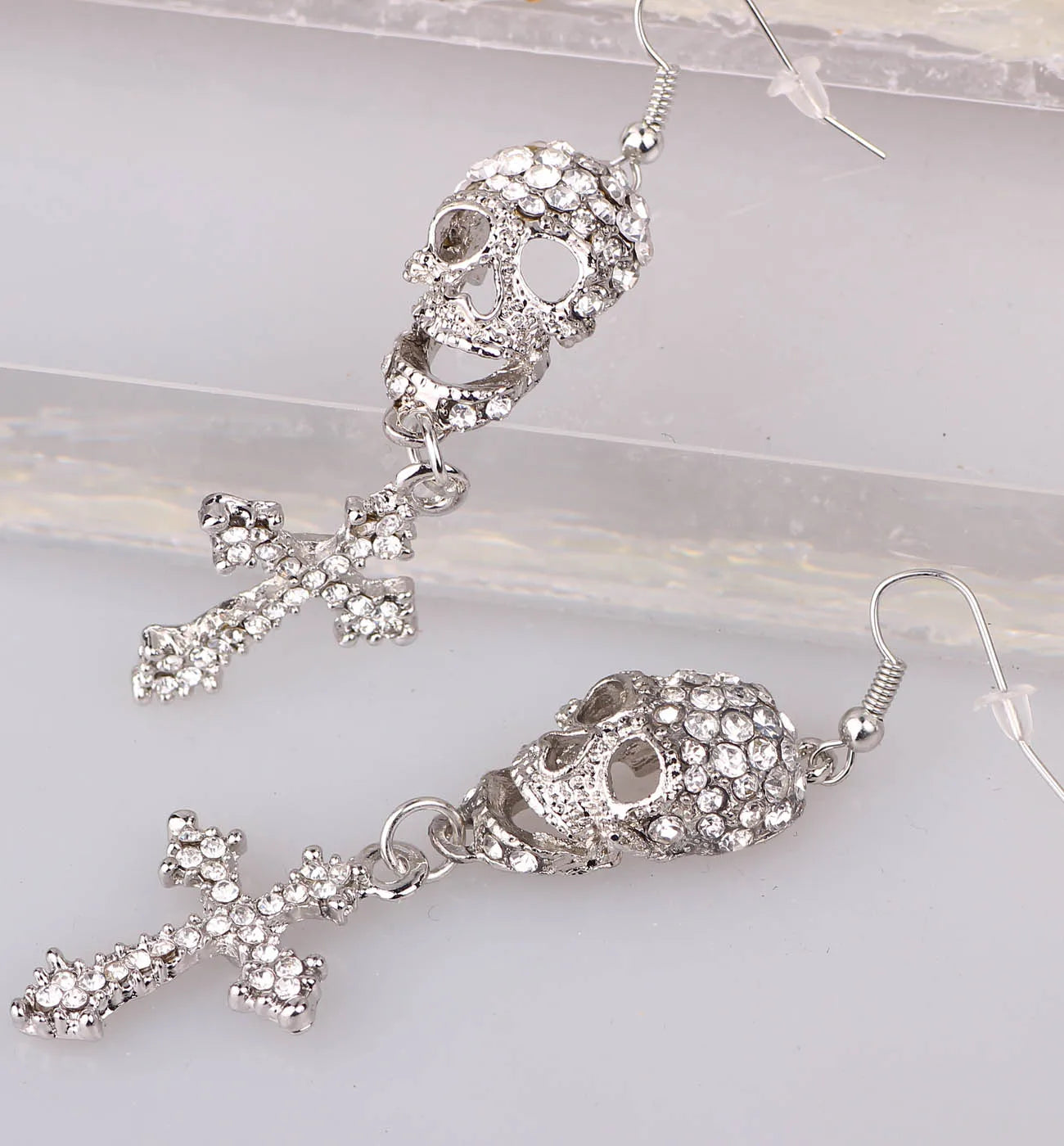 Skull Full Drill Silver/ Black Color Chain Earrings Necklaces