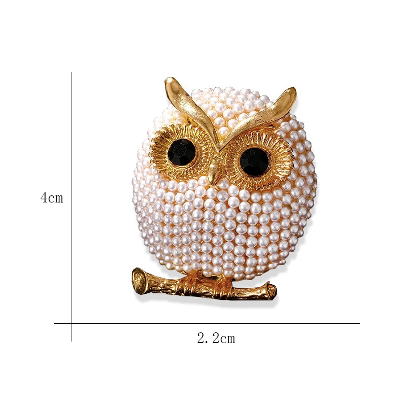 Owl Pearl Brooch Scarf Clip Collar