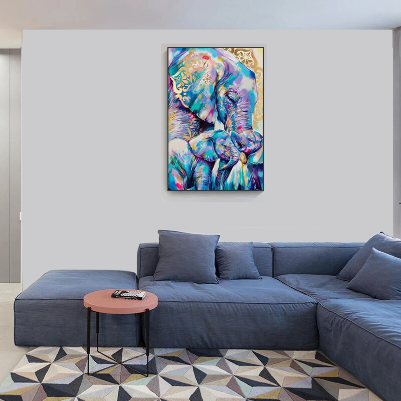 Elephant Graffiti Wall Art Canvas Painting