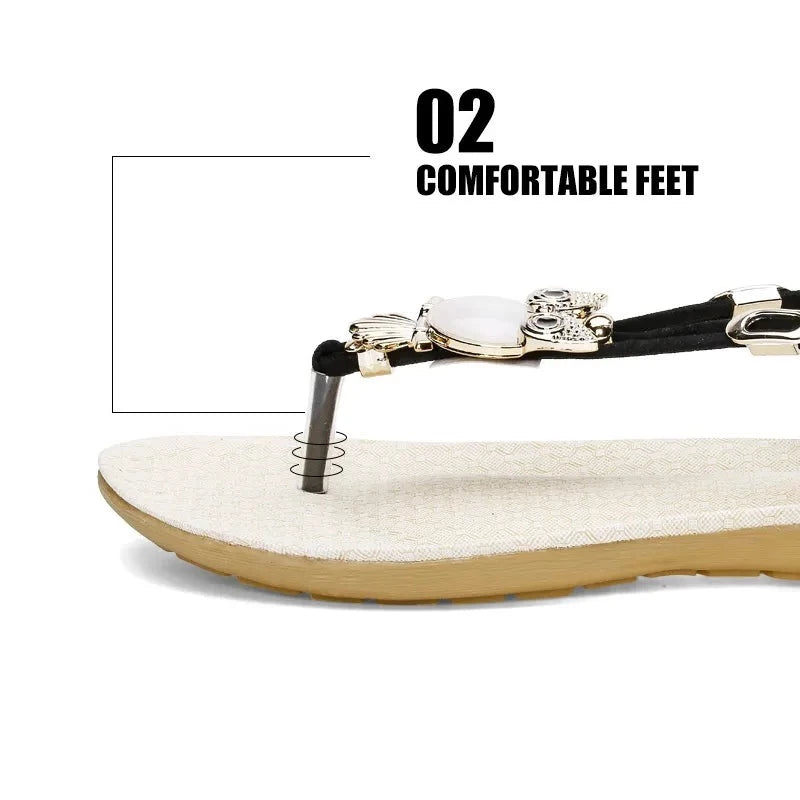 Owl Flip Flops Flat Sandals