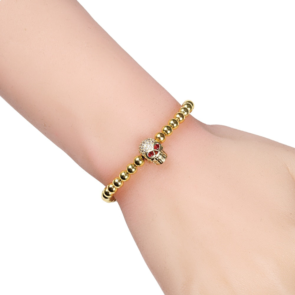 Beads Crystal Adjustable Bracelets Skull Head Punk
