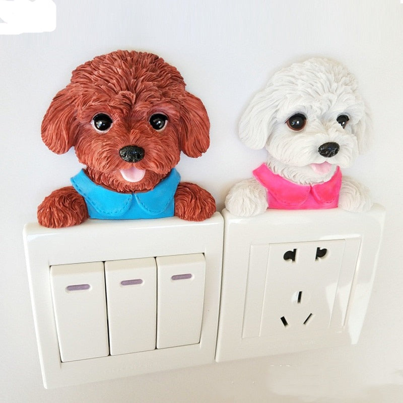 Socket Switch Teddy Dog Resin 3D Wall Sticker