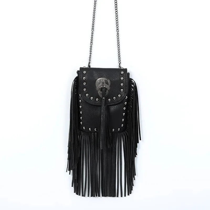 Native Square Flap Bags Crossbody Bags Rivet Tassel
