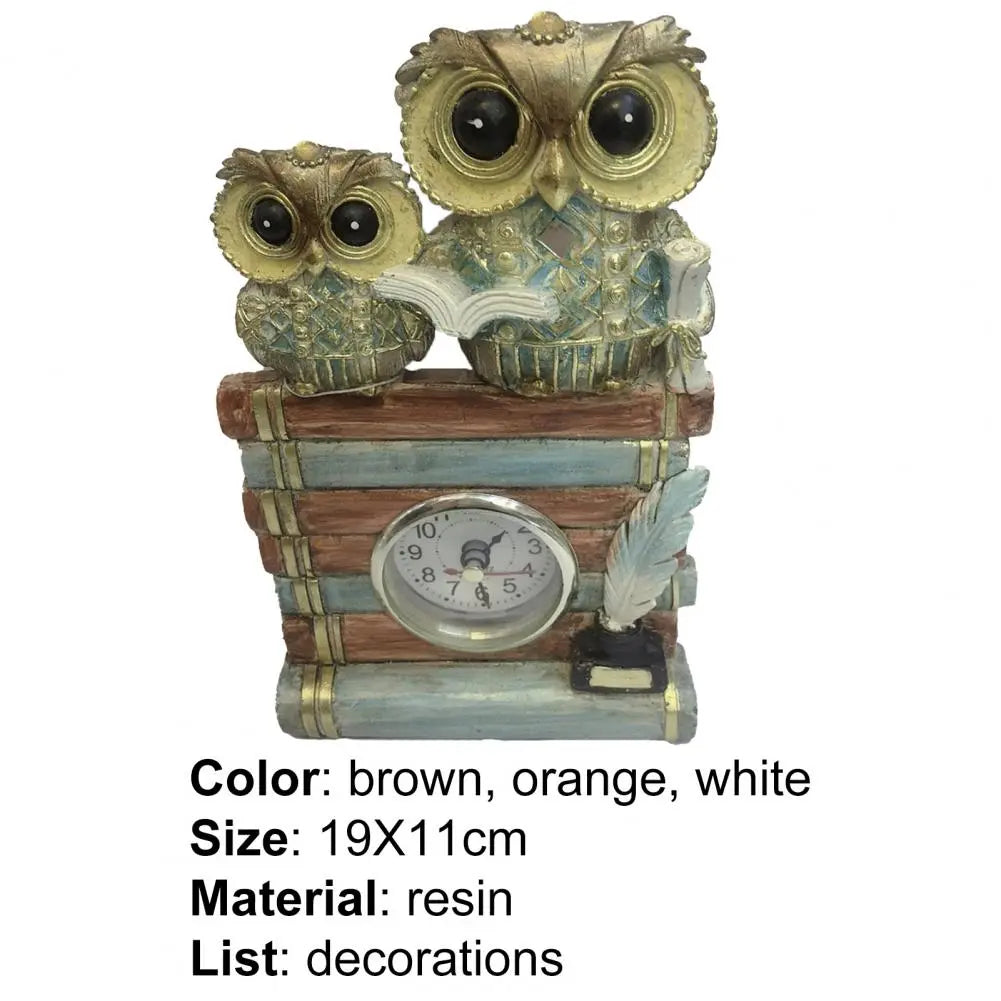 Owl Figurine Shape Resin Owl Statue Clock