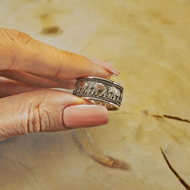 Elephant Ring Silver Color