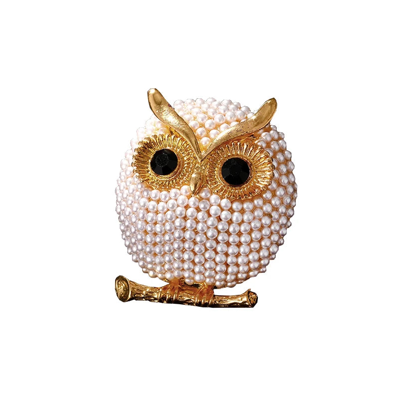 Owl Pearl Brooch Scarf Clip Collar