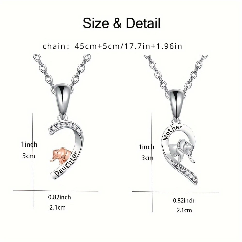 2pcs Mom and Daughter Elephant Necklace for Mom and Daughter Mother's Day