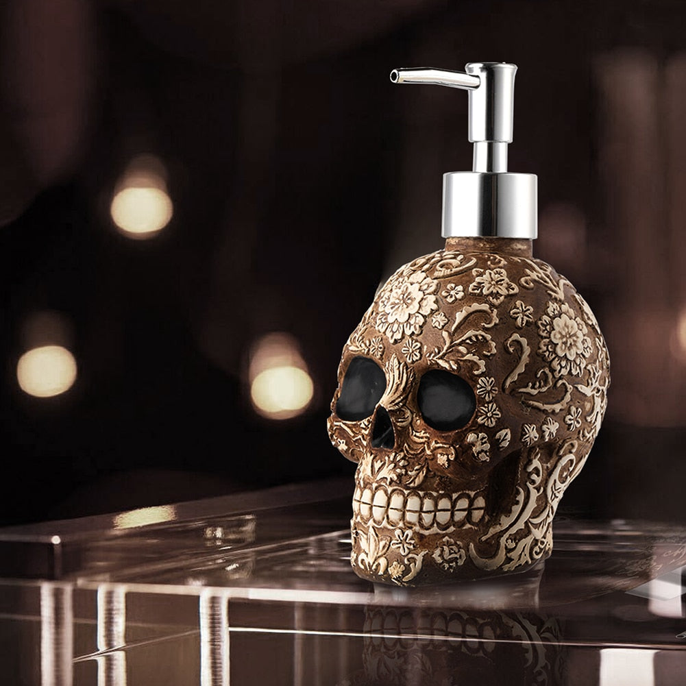 Skull Bottle Soap Dispenser Resin