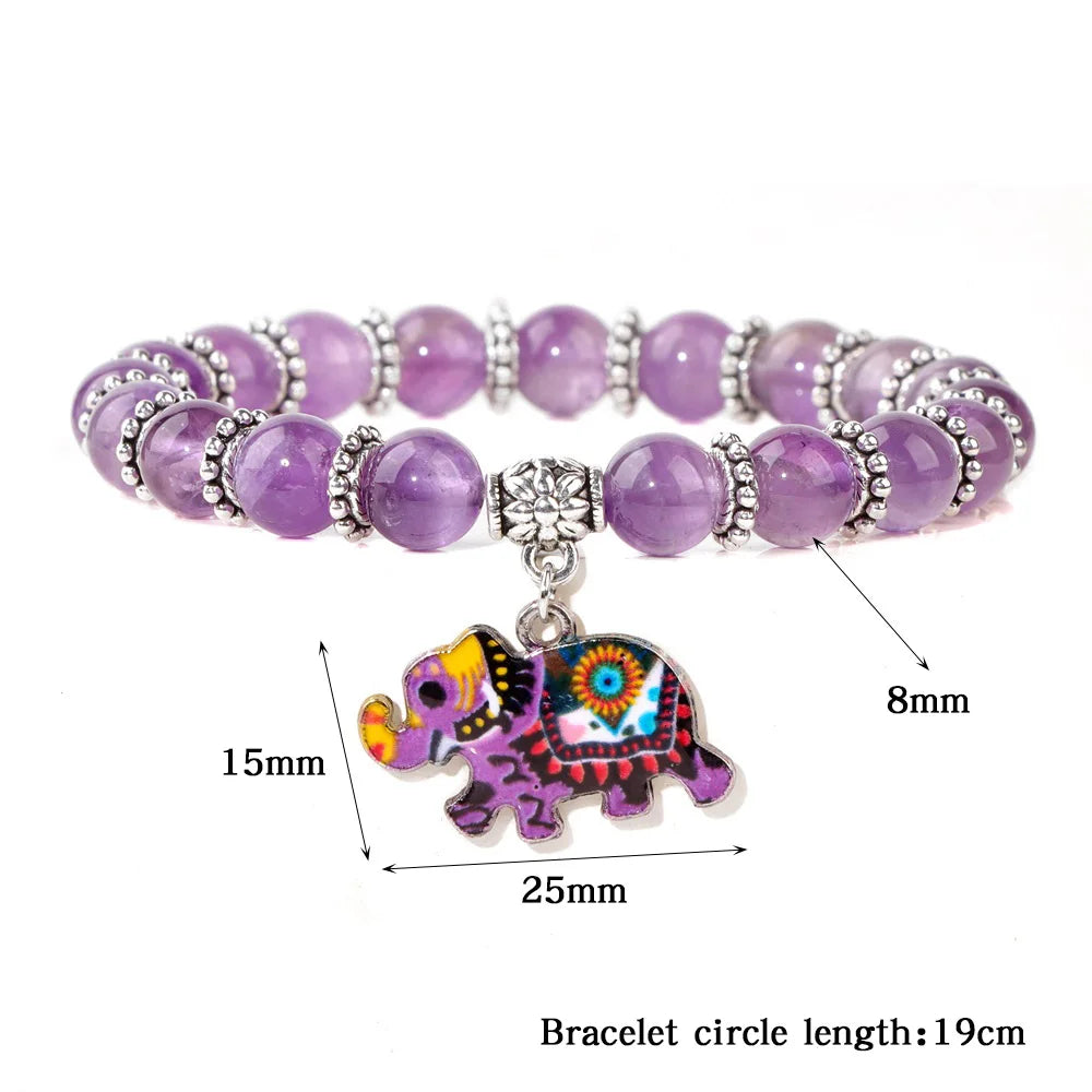Elephant Pendant Bracelets Stone Turquoise Beaded