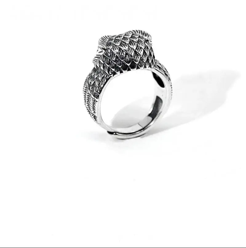 Owl Opening Adjustable Ring Silver Plated