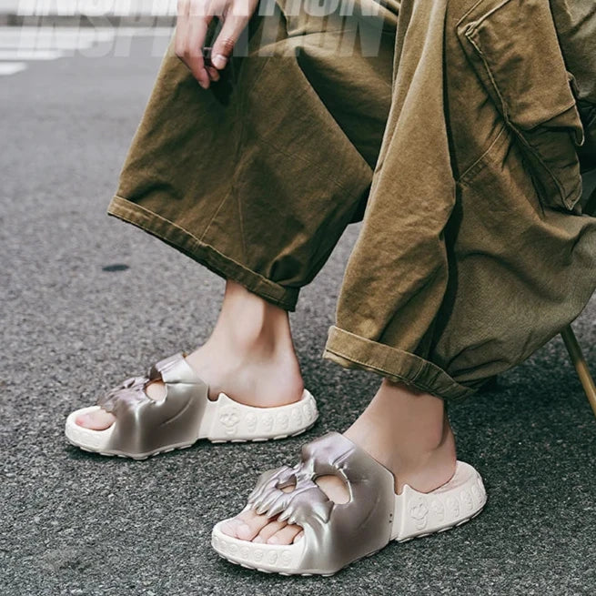 Skull Slippers Outdoor Slides Thick Bottom Non-slip Sandals