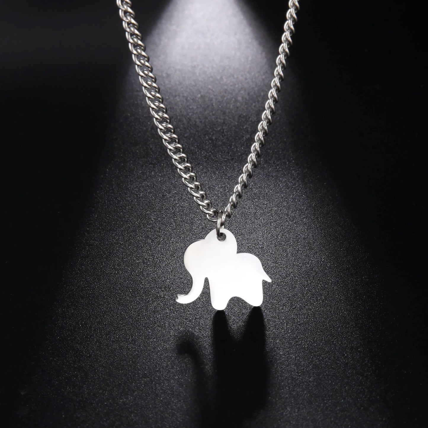 Elephant Family Pendant Stainless Steel Necklace Gold Color