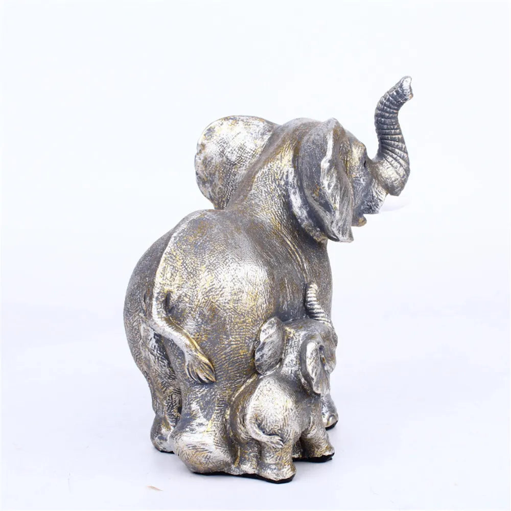 Elephant Family Figurine Resin