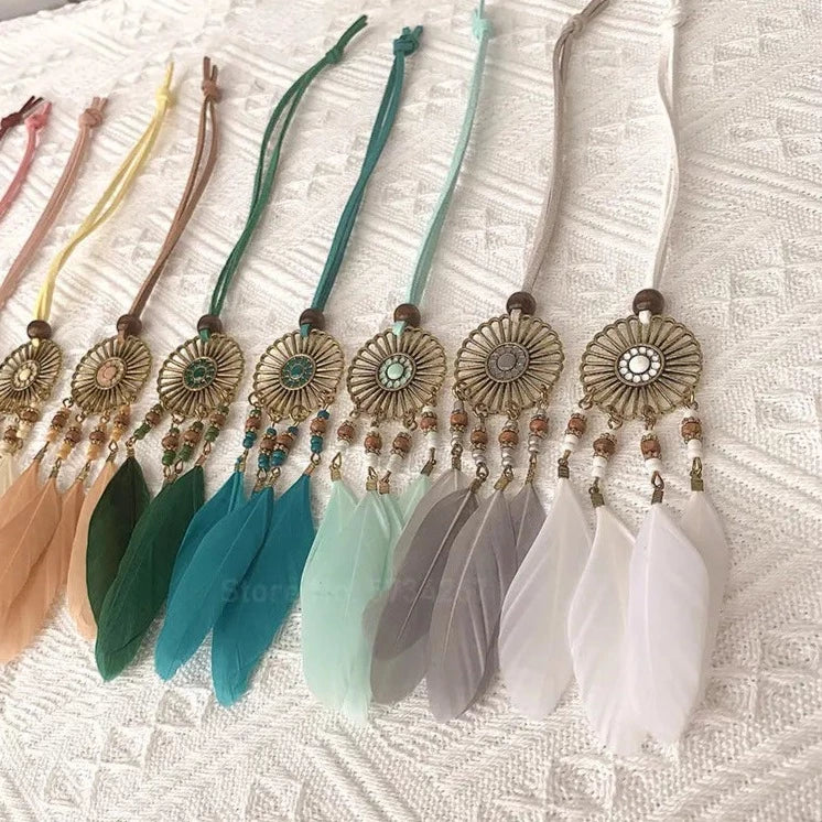 Native Mini Dream Catcher Car Pendant Feather Hanging