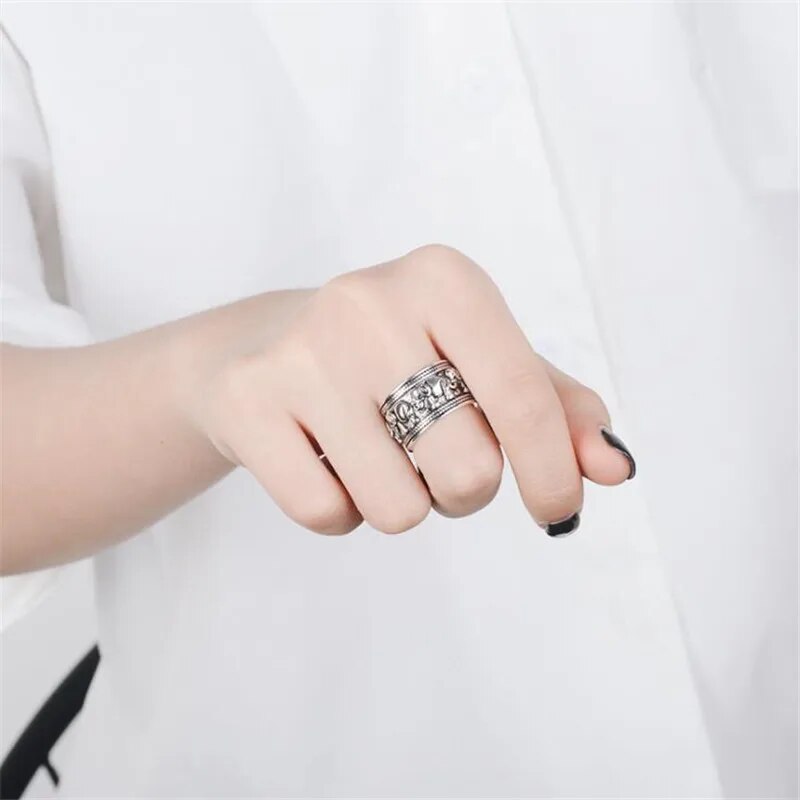 Elephant Silver Color Open Rings