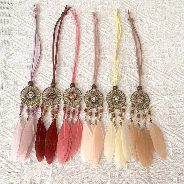 Native Mini Dream Catcher Car Pendant Feather Hanging