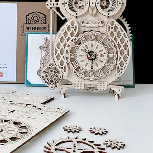 Owl Clock Wooden 3D