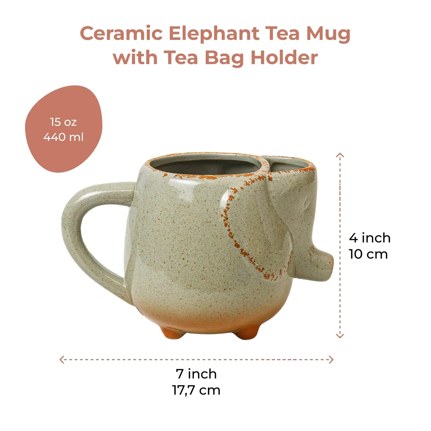 Elephants Ceramic Mugs 16oz Cup With Tea Bag Holder