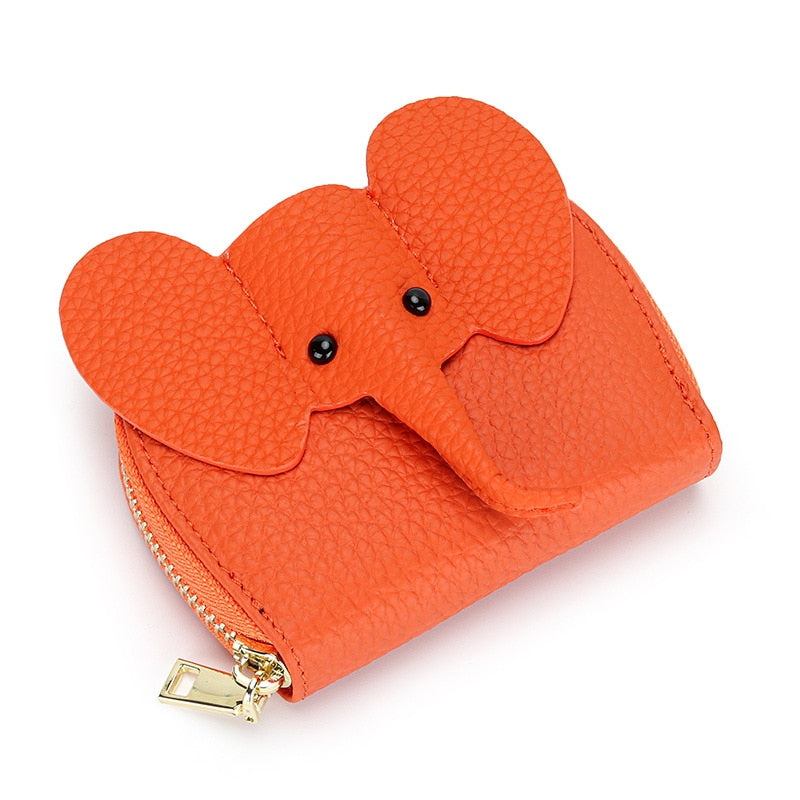 Women Card Holders Elephant Leather Fashion Wallet Zipper Purse