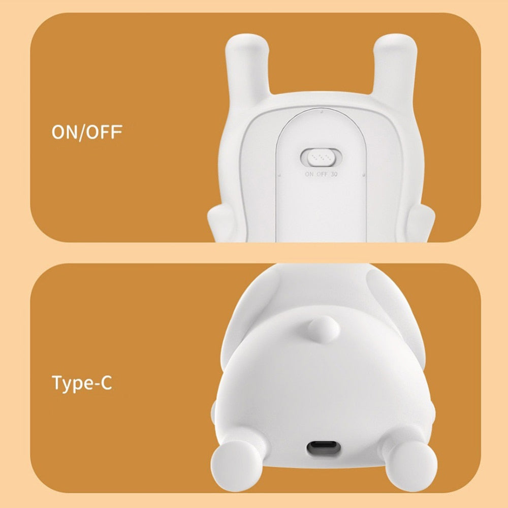 Cute Elephant Night Light Silicone Touch Dimmable Timing USB Rechargeable