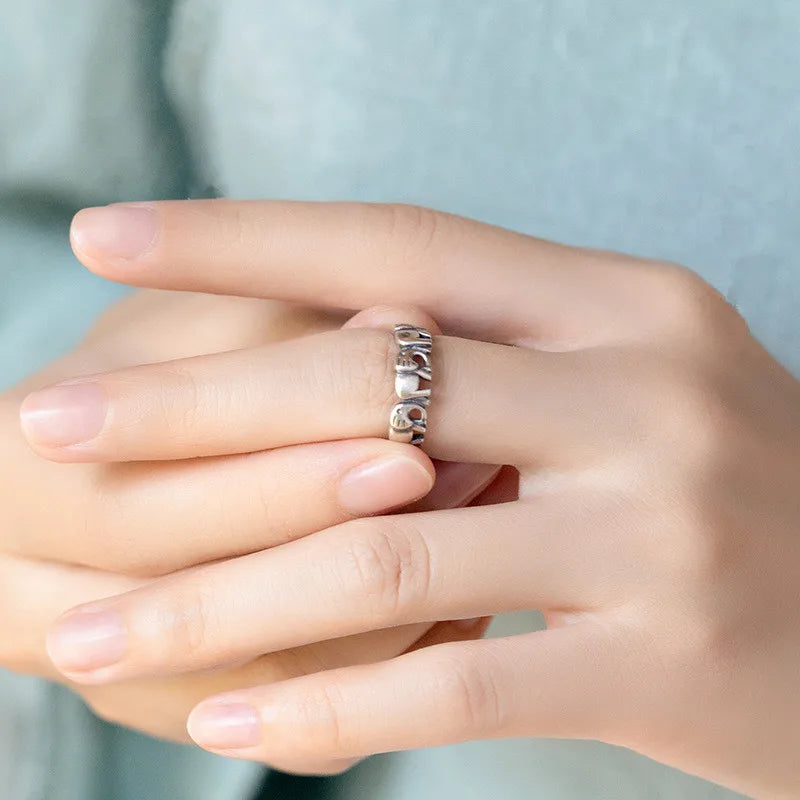 Elephant 925 Sterling Silver Ring  Open Ring