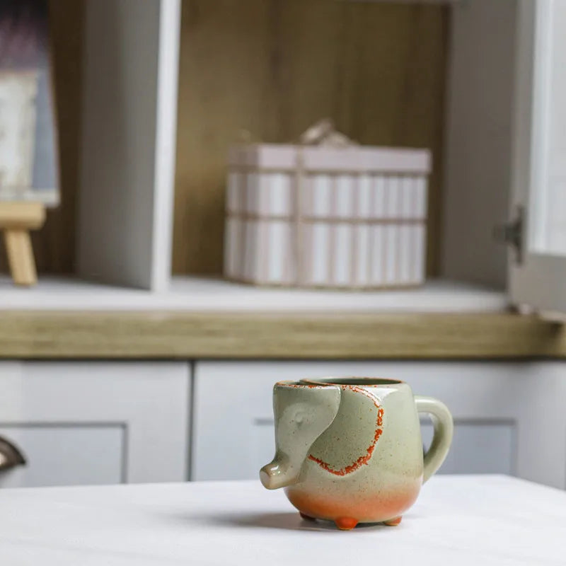 Elephants Ceramic Mugs 16oz Cup With Tea Bag Holder