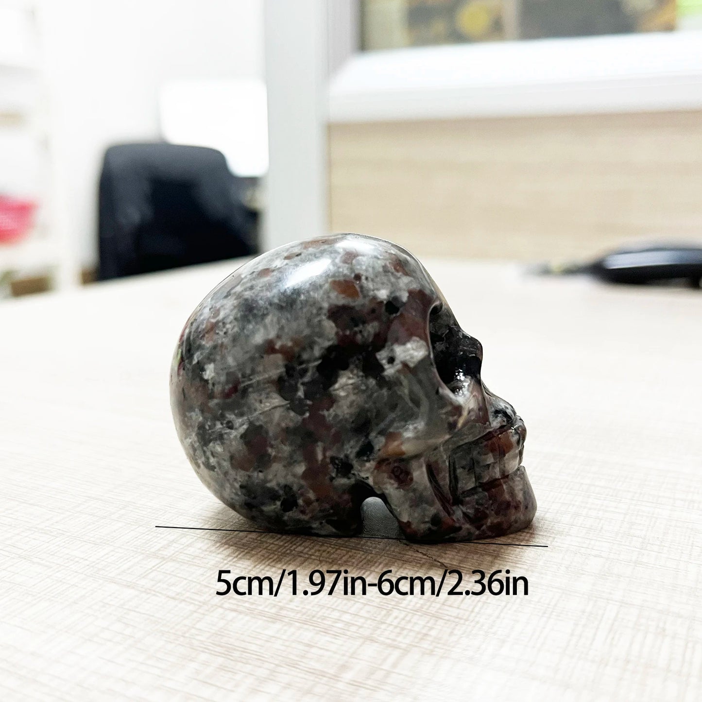 Skull Carved Statue Natural Hand Carved Flame Stone