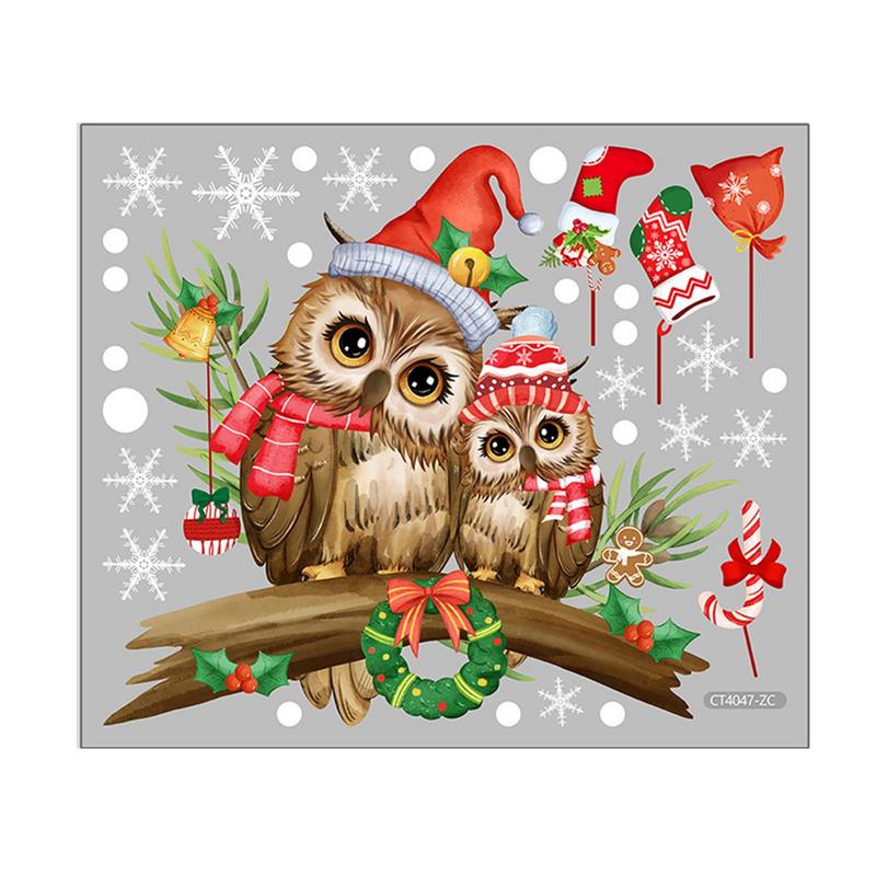 Christmas Owl Window Stickers Self Adhesive