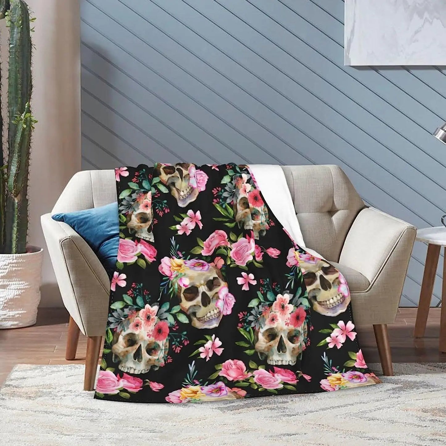 Skull Blanket Lightweight Cozy Flannel Throw Blanket