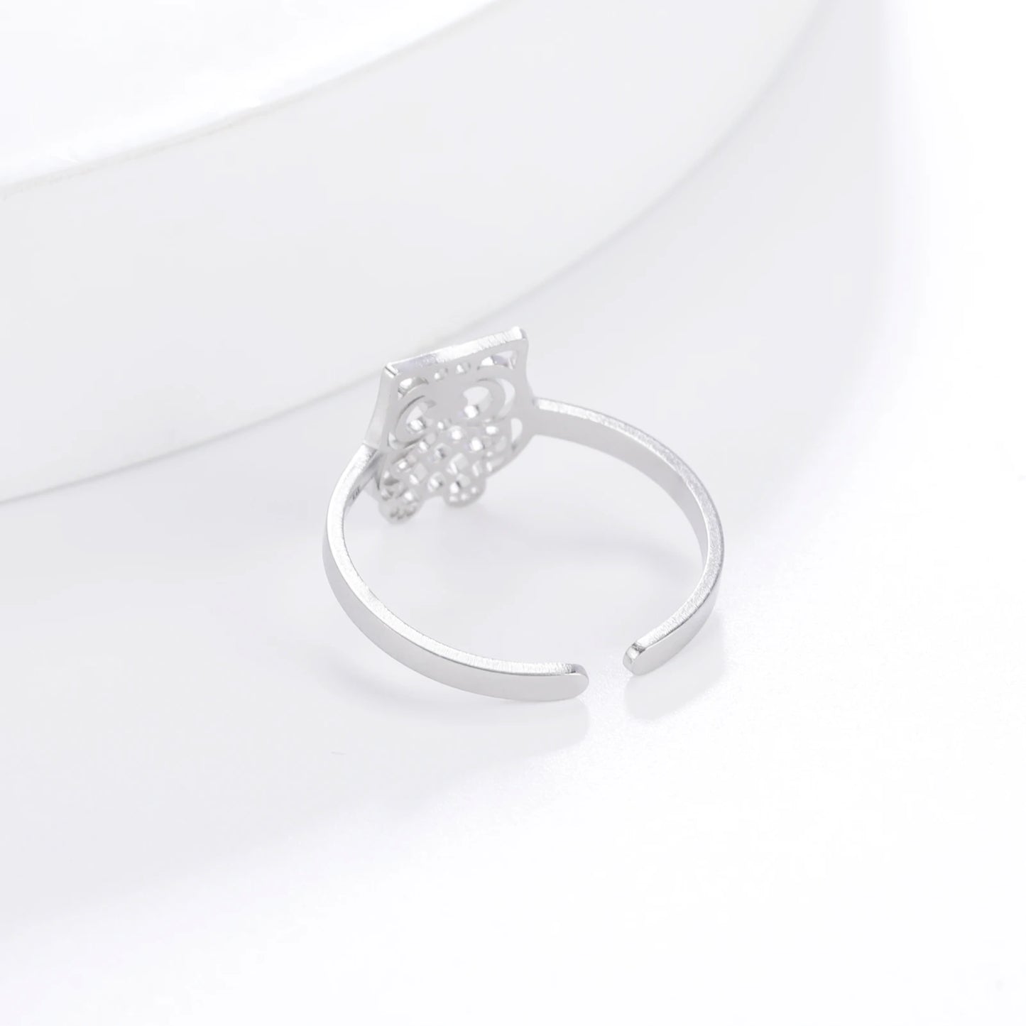 Owl Ring Stainless Steel Open Adjustable