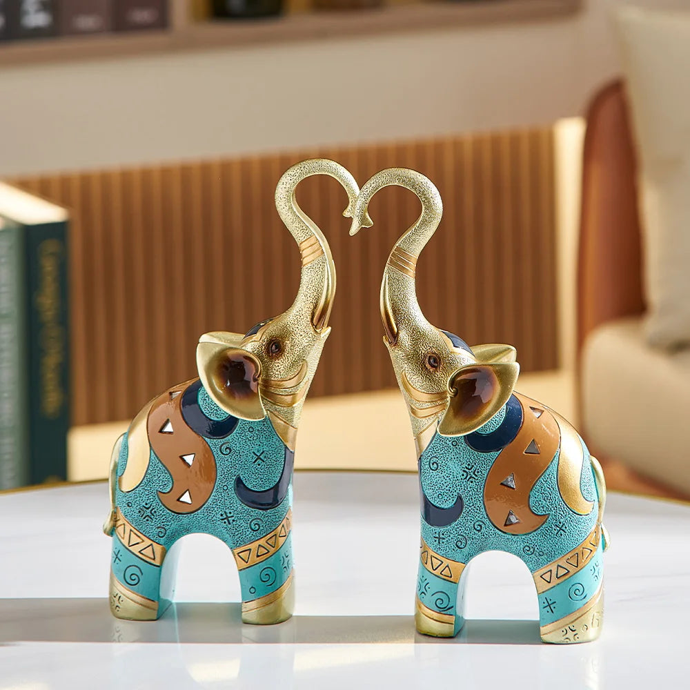 Elephant Resin Statues Ornaments 2 Items