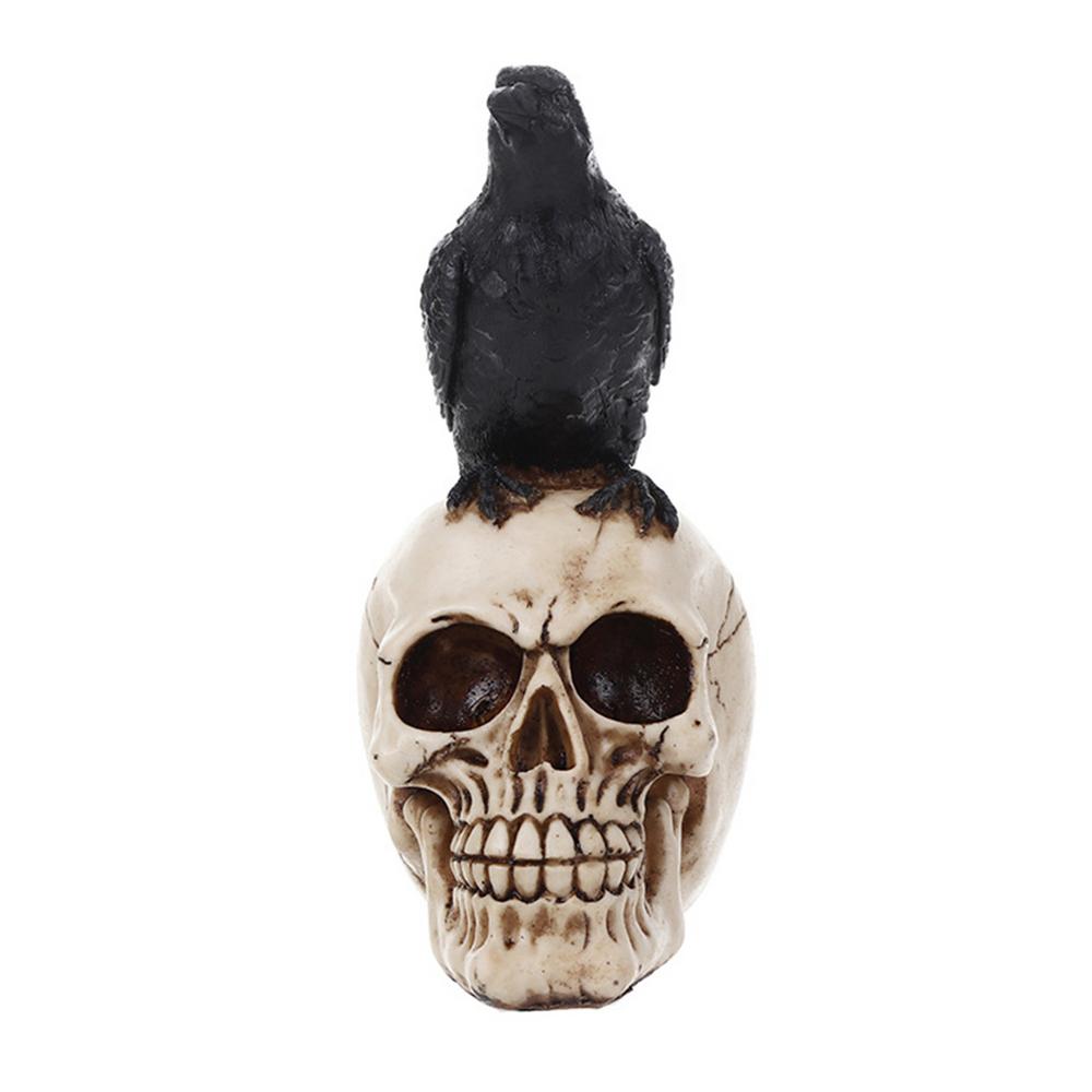 Raven Bird On Skull Home Decor Gothic Statue Halloween Decoration