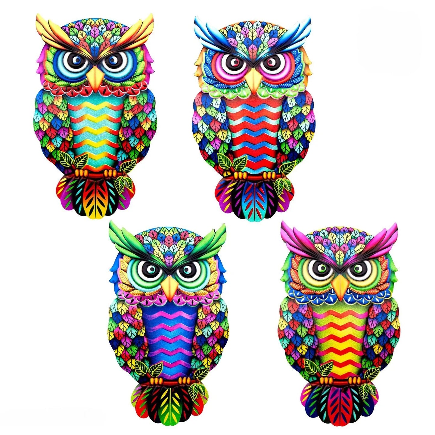 Owl Metal Colorful Sculpture