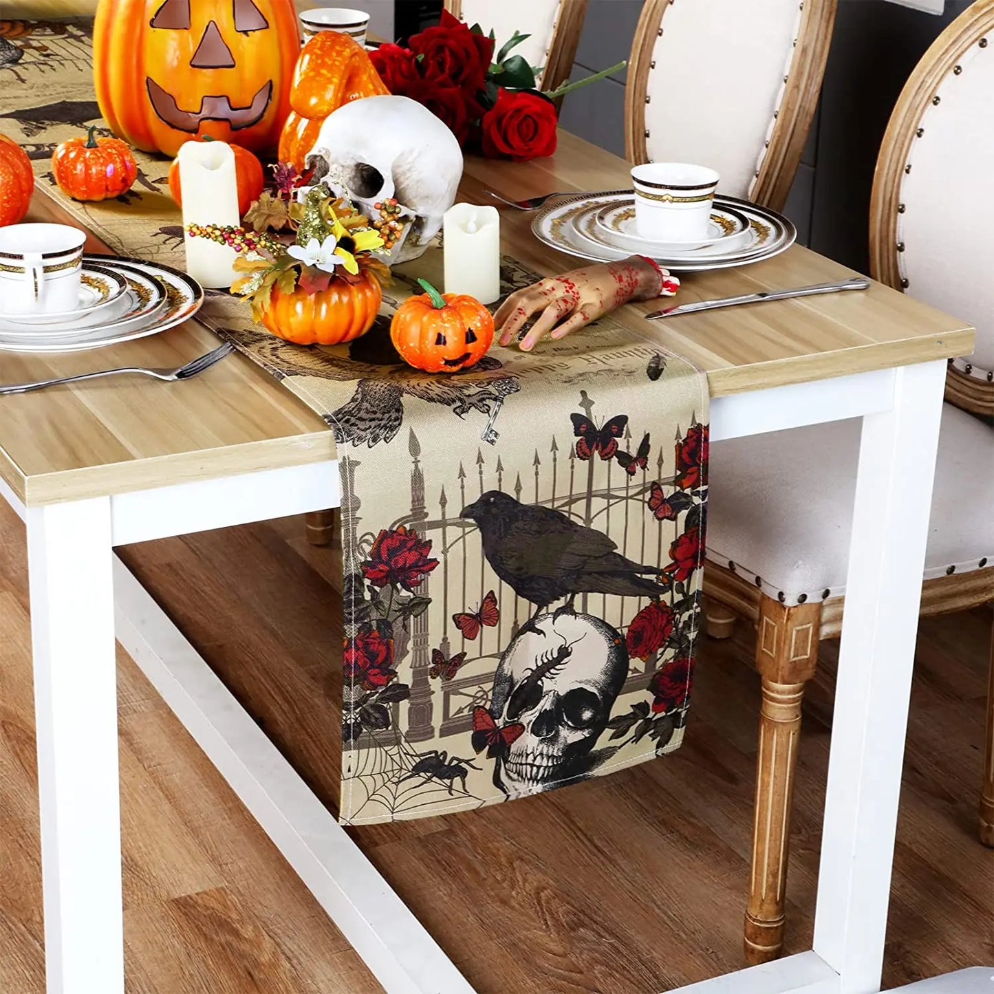 Skull Gothic Linen Table Runners