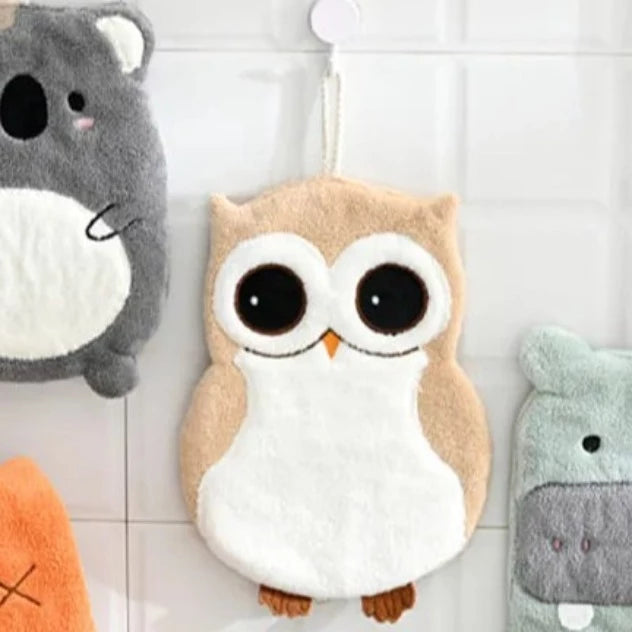 Elephant & Owl Hand Towel Quick Drying Microfiber Towels