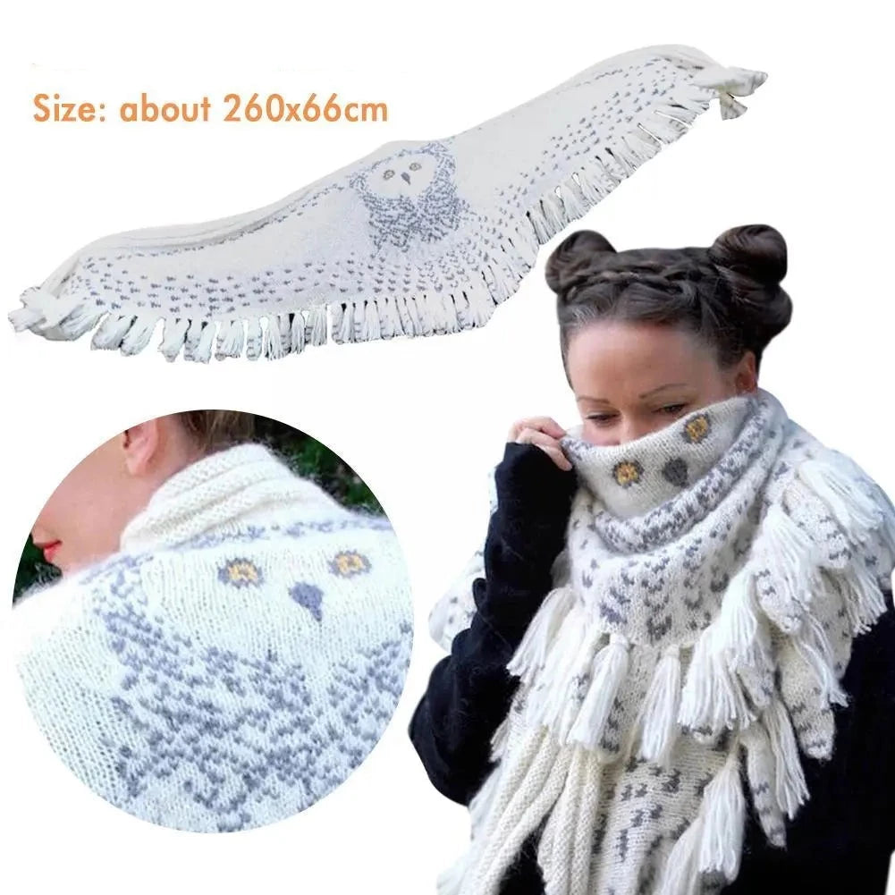 Owl Scarf Knit Winter Feather