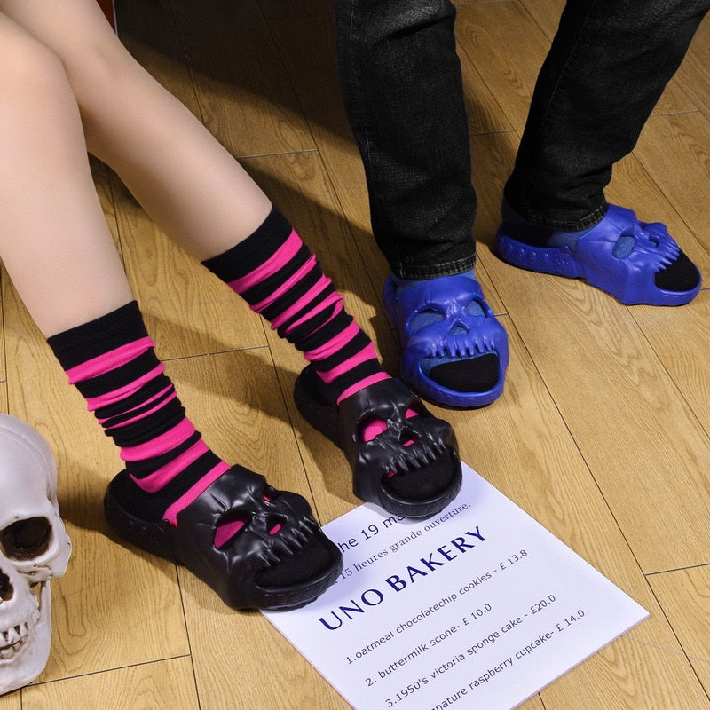 Slippers Skull Design Thick Sole Platform