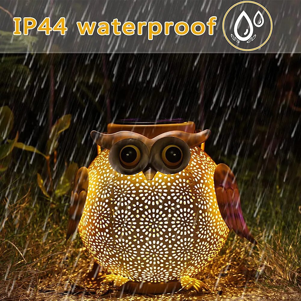 Owl Iron Art  Lamp Waterproof Outdoor Solar