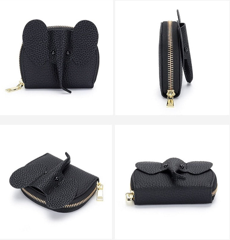 Women Card Holders Elephant Leather Fashion Wallet Zipper Purse