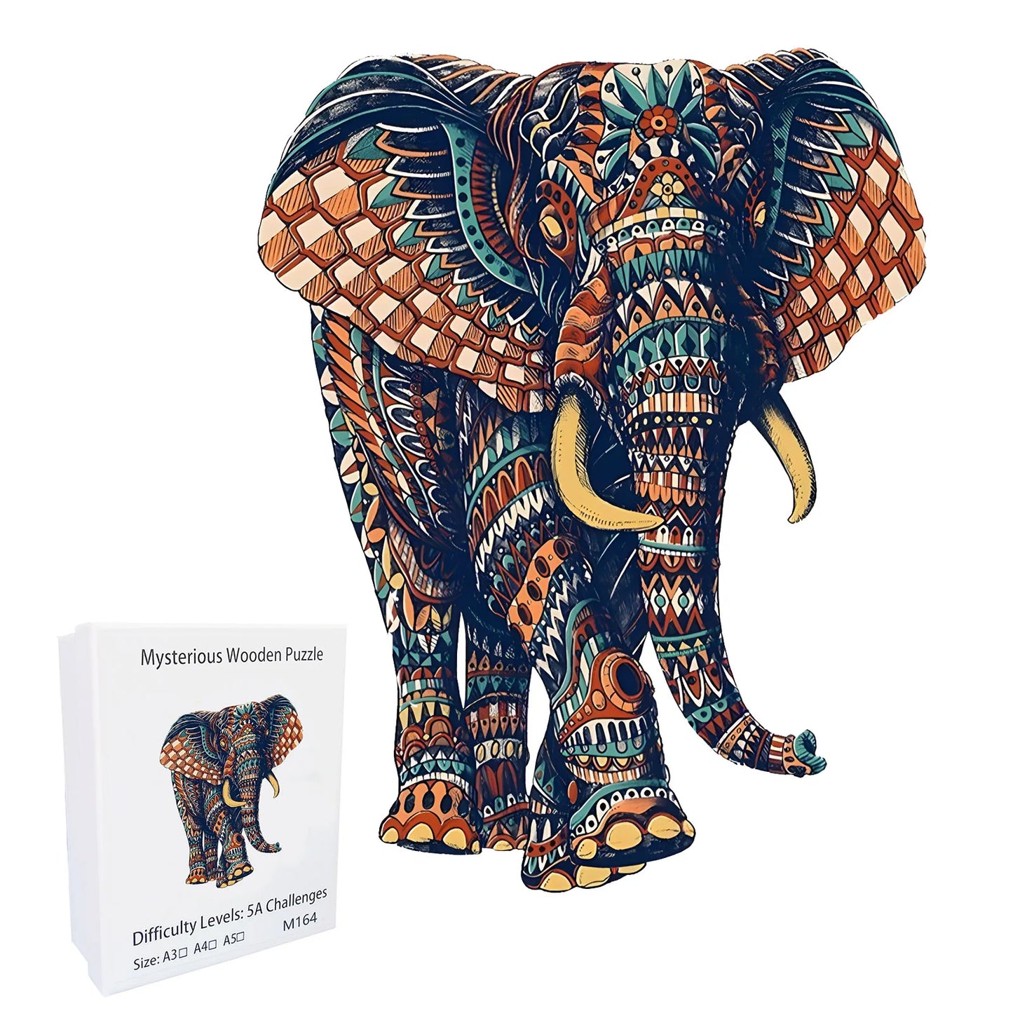 Elephant Unique Wooden Puzzle Shaped Pieces