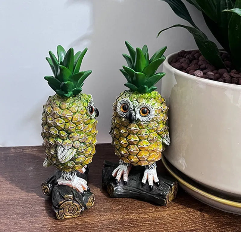 Owl Variations Pineapple Resin Statue