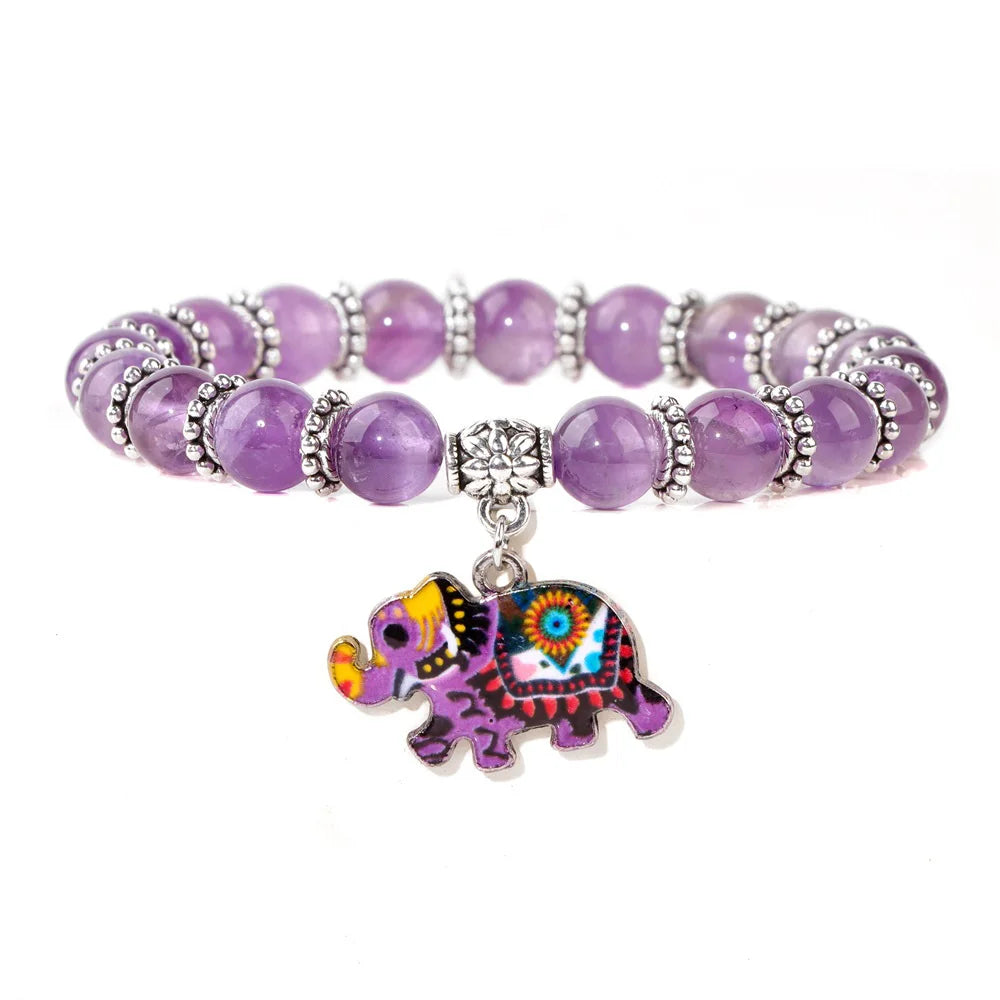 Elephant Pendant Bracelets Stone Turquoise Beaded