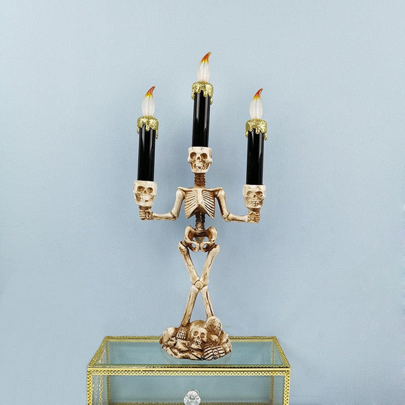 Skull Skeleton Candlestick LED Electronic Candle